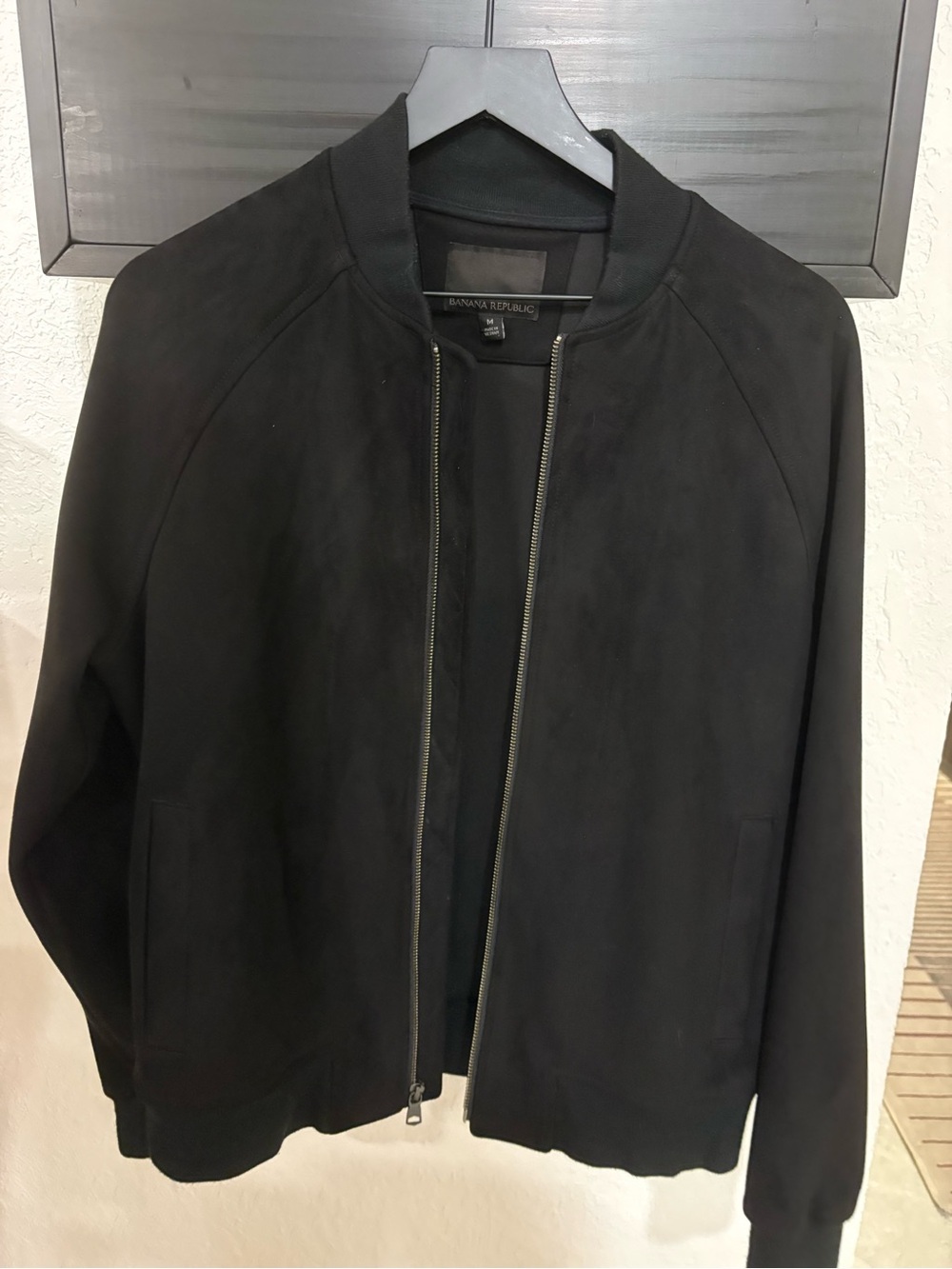 Banana Republic Black Suede-Look Bomber Jacket